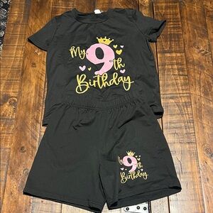 SHEIN Black and Pink Birthday Pajama Set